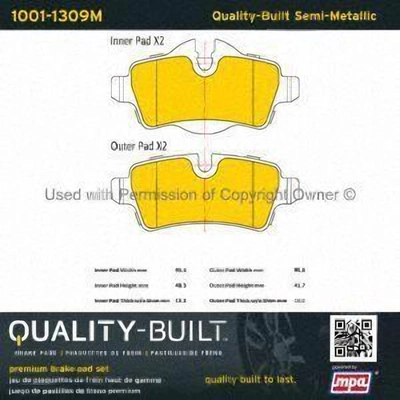 Rear Semi Metallic Pads by QUALITY-BUILT - 1001-1309M pa1
