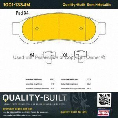 Rear Semi Metallic Pads by QUALITY-BUILT - 1001-1334M pa1