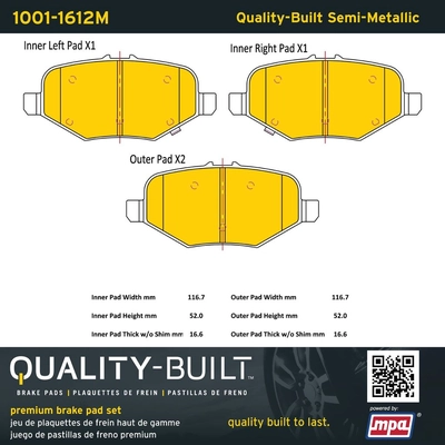 QUALITY-BUILT - 1001-1612M - Rear Disc Brake Pad Set pa1