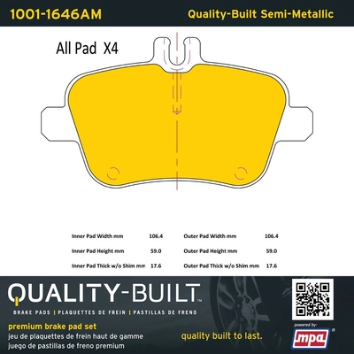 QUALITY-BUILT - 1001-1646AM - Rear Disc Brake Pad Set pa1