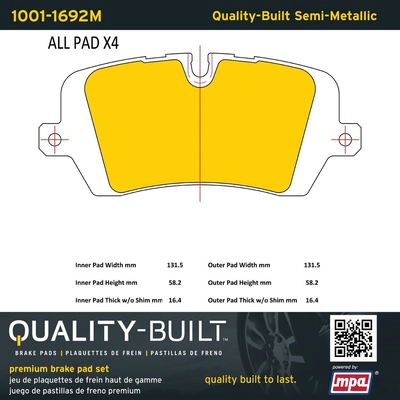 QUALITY-BUILT - 1001-1692M - Rear Disc Brake Pad Set pa1