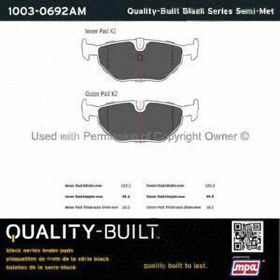 Rear Semi Metallic Pads by QUALITY-BUILT - 1003-0692AM pa1