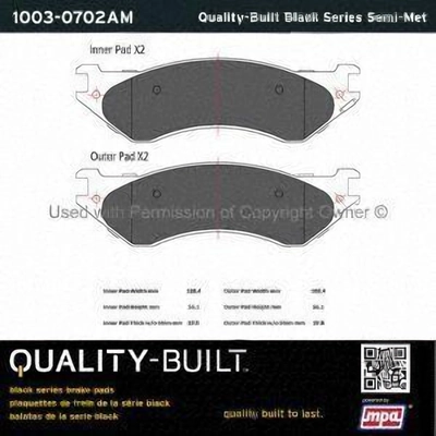 Plaquettes arri�re semi-m�tallique by QUALITY-BUILT - 1003-0702AM pa1