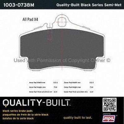 Rear Semi Metallic Pads by QUALITY-BUILT - 1003-0738M pa1