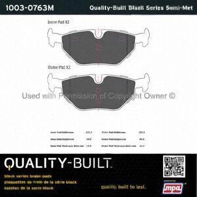 Rear Semi Metallic Pads by QUALITY-BUILT - 1003-0763M pa1