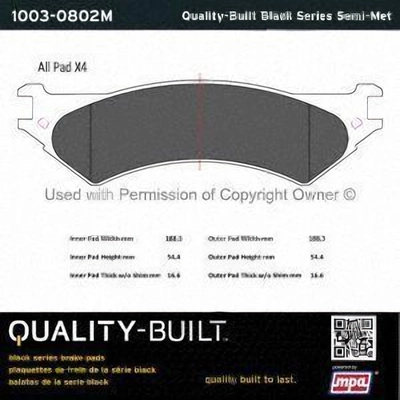 Plaquettes arrière semi-métallique by QUALITY-BUILT - 1003-0802M pa1