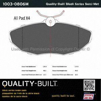 Plaquettes arrière semi-métallique by QUALITY-BUILT - 1003-0806M pa1