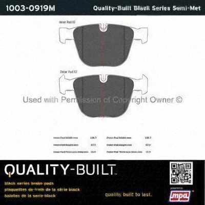 Plaquettes arrière semi-métallique by QUALITY-BUILT - 1003-0919M pa1