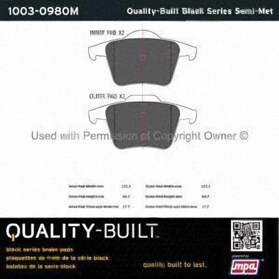 Rear Semi Metallic Pads by QUALITY-BUILT - 1003-0980M pa2