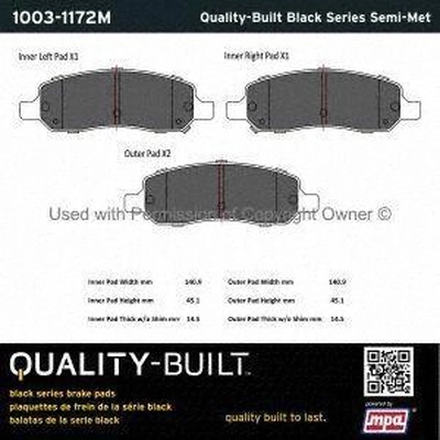 Rear Semi Metallic Pads by QUALITY-BUILT - 1003-1172M pa1