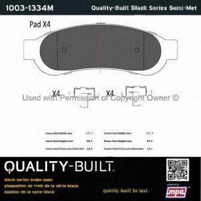 Plaquettes arrière semi-métallique de QUALITY-BUILT - 1003-1334M pa1