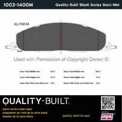 Rear Semi Metallic Pads by QUALITY-BUILT - 1003-1400M pa1