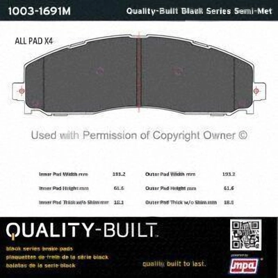 Rear Semi Metallic Pads by QUALITY-BUILT - 1003-1691M pa1