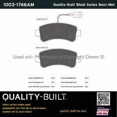 Rear Semi Metallic Pads by QUALITY-BUILT - 1003-1746AM pa1