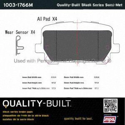 Rear Semi Metallic Pads by QUALITY-BUILT - 1003-1766M pa1