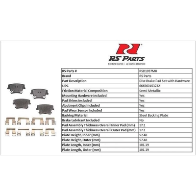 RS PARTS - RSD1057MH - Rear Semi Metallic Pads pa3