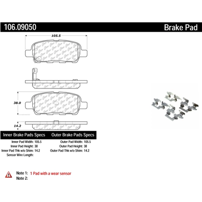 Rear Severe Duty Semi Metallic Premium Pad by CENTRIC PARTS - 106.09050 pa2