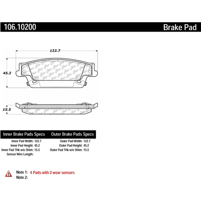 Rear Severe Duty Semi Metallic Premium Pad by CENTRIC PARTS - 106.10200 pa1