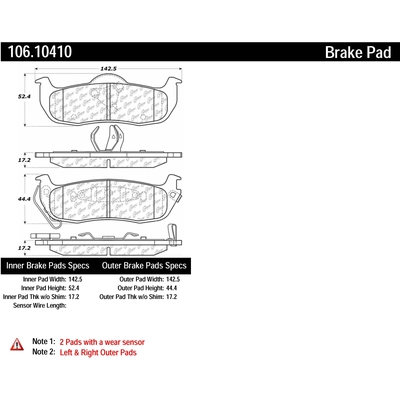 Plaquette arrière semi-métallique Severe Duty par CENTRIC PARTS - 106.10410 pa1