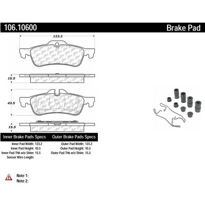 Rear Severe Duty Semi Metallic Premium Pad by CENTRIC PARTS - 106.10600 pa3