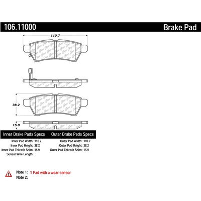 Rear Severe Duty Semi Metallic Premium Pad by CENTRIC PARTS - 106.11000 pa3