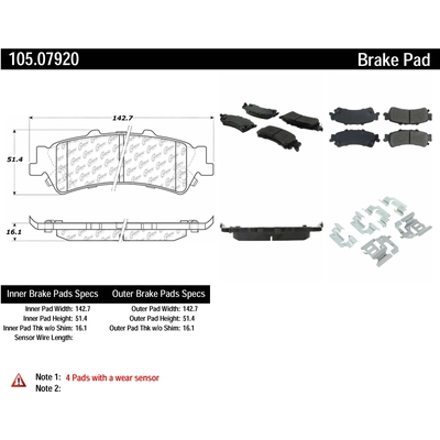 Rear Super Premium Ceramic Pads by CENTRIC PARTS - 105.07920 pa2