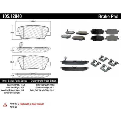 plaquettes arrière en céramique de qualité supérieur by CENTRIC PARTS - 105.12840 pa5