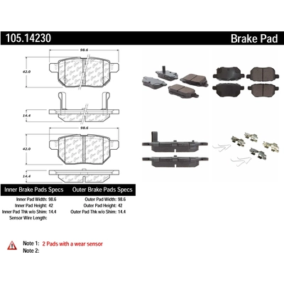 plaquettes arrière en céramique de qualité supérieur by CENTRIC PARTS - 105.14230 pa6