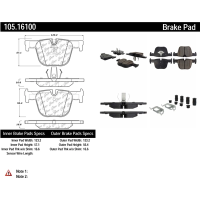 plaquettes arri�re en c�ramique de qualit� sup�rieur by CENTRIC PARTS - 105.16100 pa3