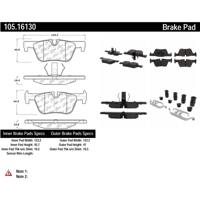 plaquettes arri�re en c�ramique de qualit� sup�rieur by CENTRIC PARTS - 105.16130 pa5