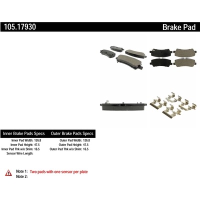 plaquettes arri�re en c�ramique de qualit� sup�rieur by CENTRIC PARTS - 105.17930 pa2