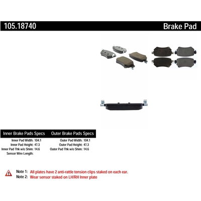 plaquettes arri�re en c�ramique de qualit� sup�rieur by CENTRIC PARTS - 105.18740 pa1