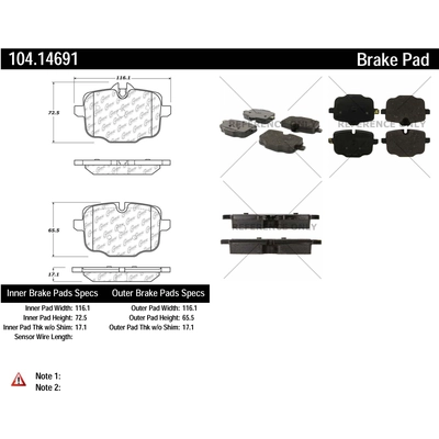 Plaquettes arrières semi-métallique de qualité supérieur par CENTRIC PARTS - 104.14691 pa2