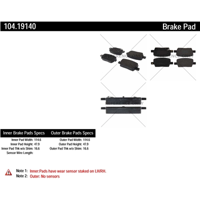 Plaquettes arri�res semi-m�tallique de qualit� sup�rieur by CENTRIC PARTS - 104.19140 pa3