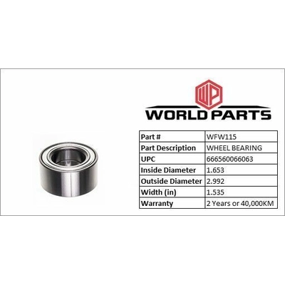 WORLDPARTS - WFW115 - Rear Wheel Bearing pa2