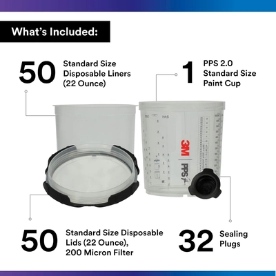 3M - 26000 - PPS™ Series 2.0™ 650 ml Standard Gravity Feed Spray Cup System Kit with 200 Micron Filter pa1