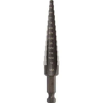IRWIN - 10231- Step Drill Bit, 1/8-Inch to 1/2-Inch Step, 1/4-Inch Shank (10231) Silver pa8