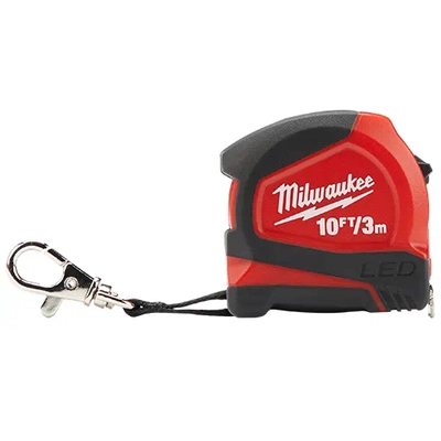 MILWAUKEE - 48-22-6601 - 10ft / 3m Keychain Tape Measure with LED pa1