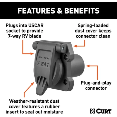 CURT MANUFACTURING - 55416 - Heavy-Duty Replacement OE 7-Way RV Blade Socket pa2