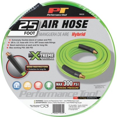 PERFORMANCE TOOL - M628 - 3/8" x 25' Hybrid Air Hose pa2
