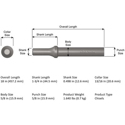 AJAX TOOLS - A963-18 - 498 Turn Type Shank Straight Punch Chisel pa2