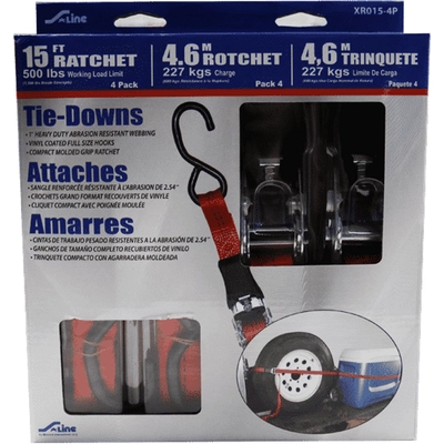ANCRA CARGO - XR015-4P - 1” x 15’ Commercial Grade S-Hook Ratchet Tie-Down (Pack of 4) pa2