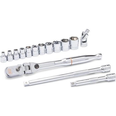 APEX TOOLS - 81390 - Locking Flex Head Ratchet and 6 Point Metric Stubby Socket Mechanics Tool Set pa1