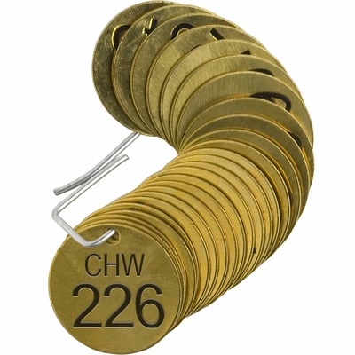 BRADY - 23525 - Stamped Brass Valve Tags CHW Chilled Water pa1