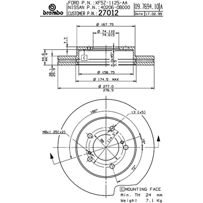 BREMBO - 27012 - Front Disc Brake Rotor pa1