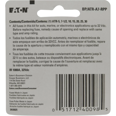 BUSSMANN - BP/ATR-A7-RPP - Micro Blade Fuse Emergency Kit with Puller pa6