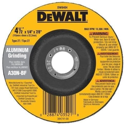 DEWALT - DW8405 - Aluminum Grinding Wheel pa1