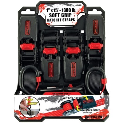 ERICKSON MANUFACTURING LTD. - 31408 - 1″ x 15′ – Soft Grip Ratchet Straps/Hooks With Cap Lock pa3