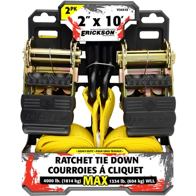 ERICKSON MANUFACTURING LTD. - 34410 - 2″ x 10′ – Ratcheting Tie-Downs with Double J-Hooks pa2