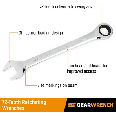 GEAR WRENCH - 35720-06 - 72-Tooth SAE/Metric Ratcheting Combination Wrench Set pa2